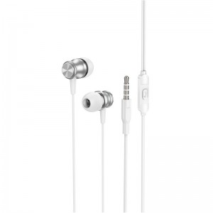 Наушники BOROFONE Platinum metal universal earphones with microphone BM75 |1.2m, Hi-Fi| silver