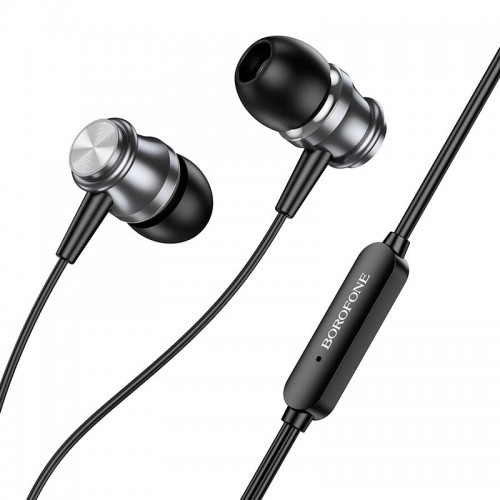 Наушники BOROFONE Platinum metal universal earphones with microphone BM75 |1.2m, Hi-Fi| silver