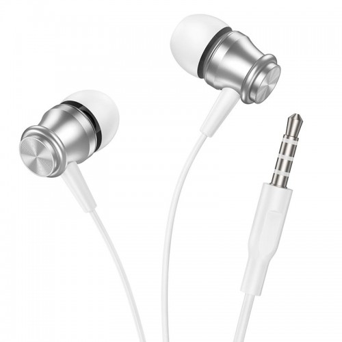 Наушники BOROFONE Platinum metal universal earphones with microphone BM75 |1.2m, Hi-Fi| silver