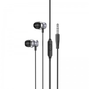 Навушники HOCO Fountain metal universal earphones with microphone M106 grey