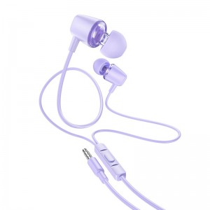 Навушники Hoco Discoverer universal earphones with mic M107 purple