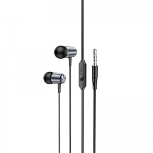 Навушники Hoco Spring metal universal earphones with mic M108 metal-grey