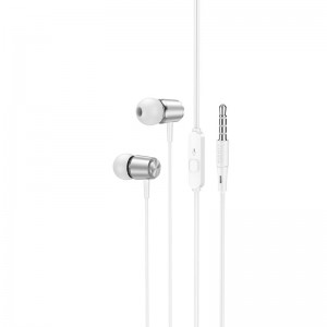 Навушники Hoco Spring metal universal earphones with mic M108 silver