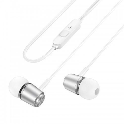 Навушники Hoco Spring metal universal earphones with mic M108 silver