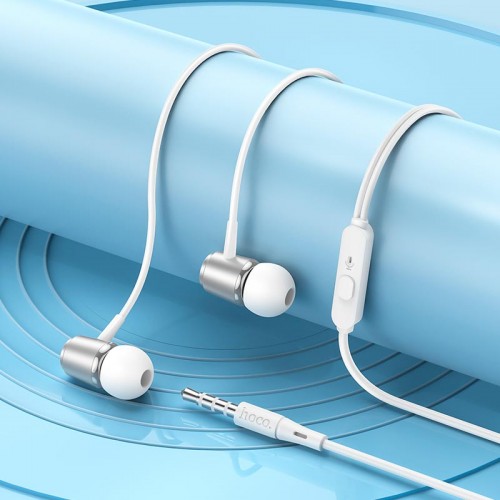 Навушники Hoco Spring metal universal earphones with mic M108 silver