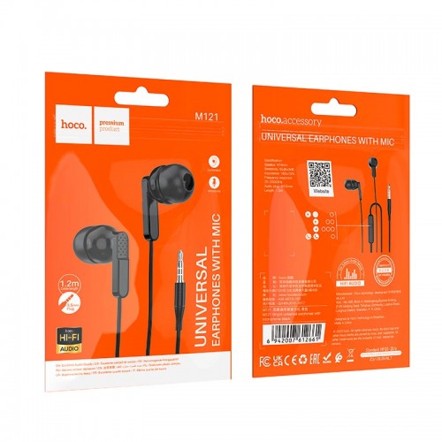 Навушники HOCO Bright universal earphones with microphone M121 white