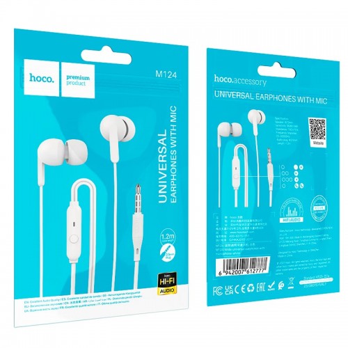 Навушники HOCO Wide universal earphones with microphone M124 black