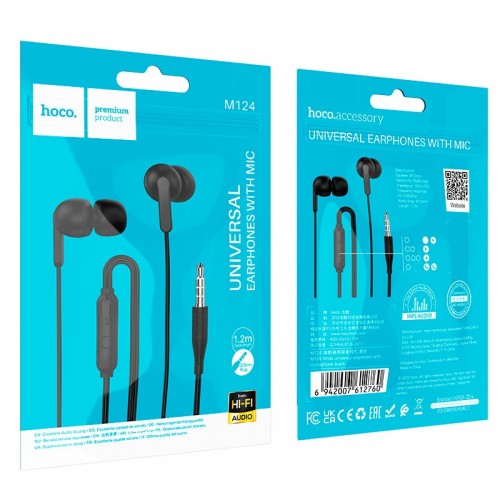 Навушники HOCO Wide universal earphones with microphone M124 black