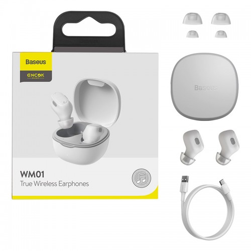 Навушники BLUETOOTH BASEUS Encok True Wireless Earphones WM01 |5Hours, BT5.0, 40mAh/300mAh| (NGWM01-04) green