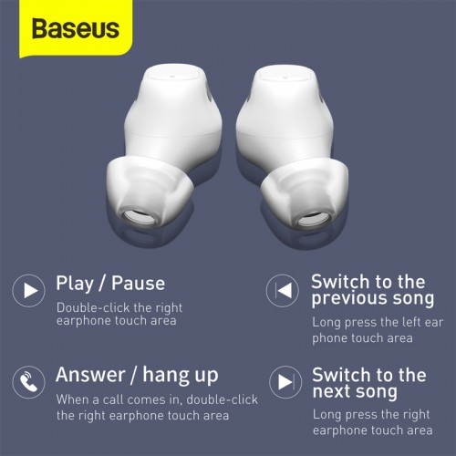 Навушники BLUETOOTH BASEUS Encok True Wireless Earphones WM01 |5Hours, BT5.0, 40mAh/300mAh| (NGWM01-04) yellow