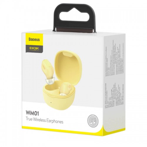 Навушники BLUETOOTH BASEUS Encok True Wireless Earphones WM01 |5Hours, BT5.0, 40mAh/300mAh| (NGWM01-04) yellow