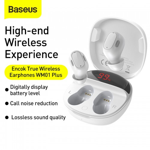 Навушники Bluetooth BASEUS Encok True Wireless Earphones WM01 Plus (NGWM01P-04) white