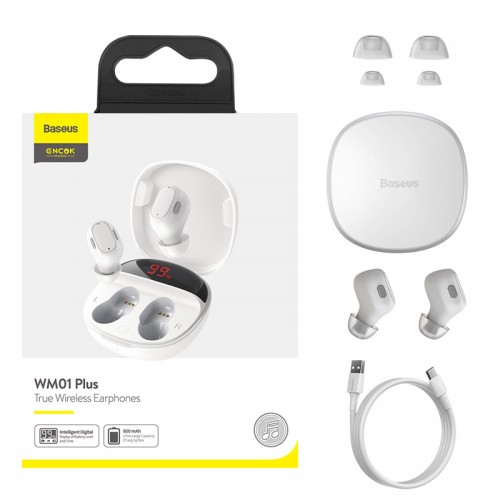 Навушники Bluetooth BASEUS Encok True Wireless Earphones WM01 Plus (NGWM01P-04) white