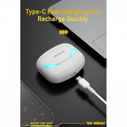 Навушники Bluetooth AWEI T35 Gaming TWS earphone |BT5.0, 35/400mAh, 5Hours| white