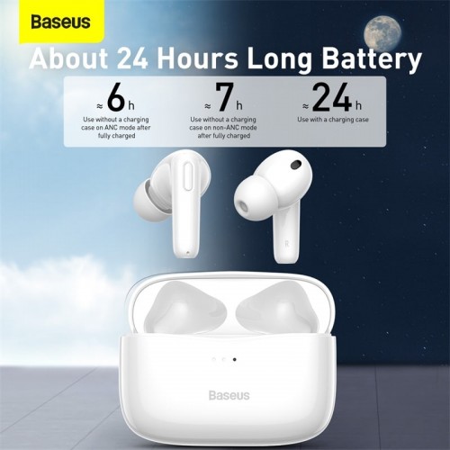 Навушники Bluetooth BASEUS SIMU ANC True Wireless Earphones S2 |42/480mAh, 6/24Hours| (NGS2-02) grey