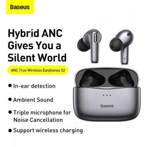 Навушники Bluetooth BASEUS SIMU ANC True Wireless Earphones S2 |42/480mAh, 6/24Hours| (NGS2-02) white