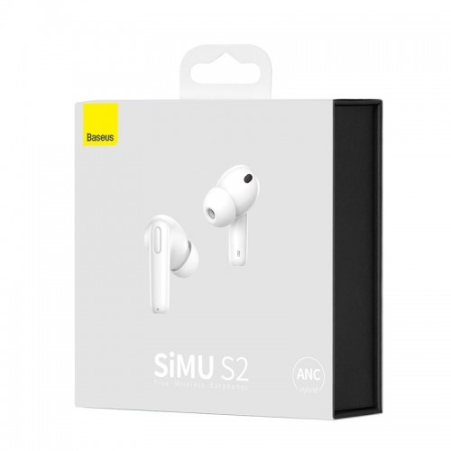 Навушники Bluetooth BASEUS SIMU ANC True Wireless Earphones S2 |42/480mAh, 6/24Hours| (NGS2-02) white