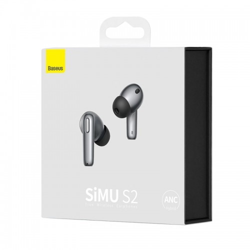 Навушники Bluetooth BASEUS SIMU ANC True Wireless Earphones S2 |42/480mAh, 6/24Hours| (NGS2-02) white