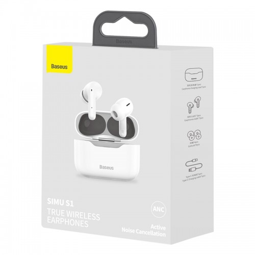 Навушники Bluetooth BASEUS SIMU ANC True Wireless Earphone S1 |BT5.1, 40/380mAh, 4.5/24Hours| (NGS1-02) black