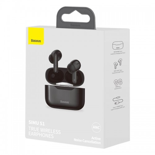 Навушники Bluetooth BASEUS SIMU ANC True Wireless Earphone S1 |BT5.1, 40/380mAh, 4.5/24Hours| (NGS1-02) white