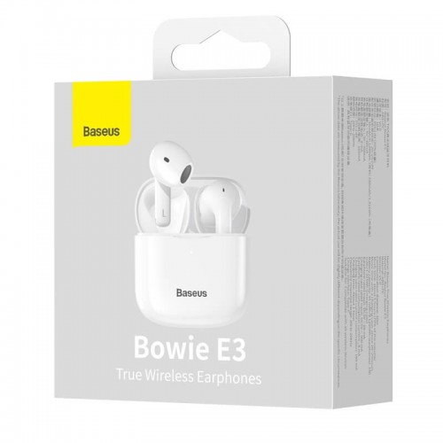 Навушники Bluetooth BASEUS True Wireless Earphones Bowie E3 IP64 |BT5.0, 35/300mAh, 5H, Location, OTA| (NGTW080001) white