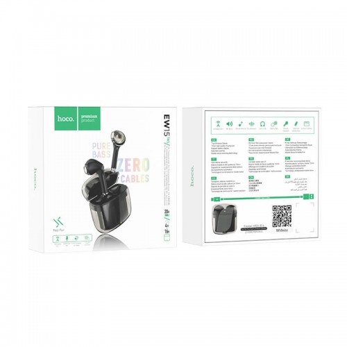 Навушники Bluetooth Hoco Clear Explore Edition true wireless BT headset EW15 |BT5.1, 30/300mAh, 4h| black