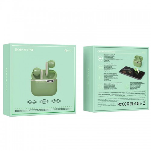 Наушники Bluetooth BOROFONE Leisure true wireless BT headset BW12 |BT5.1, 30/250mAh, 4h|