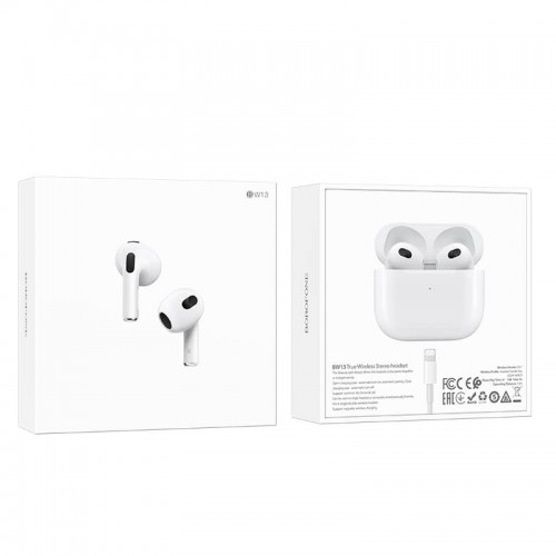 Наушники BOROFONE True wireless stereo headset BW13 |BT5.1, 30/300mAh, 4hours| white
