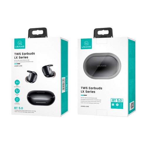 Навушники Bluetooth USAMS TWS Earbuds LX08 |BT5.0, 30/300mAh, 4h| black