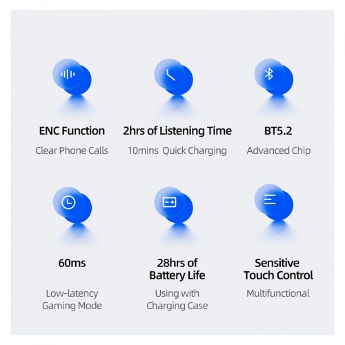 Навушники Bluetooth USAMS TWS NX10 |BT5.2, 35/320mAh, 5h| black