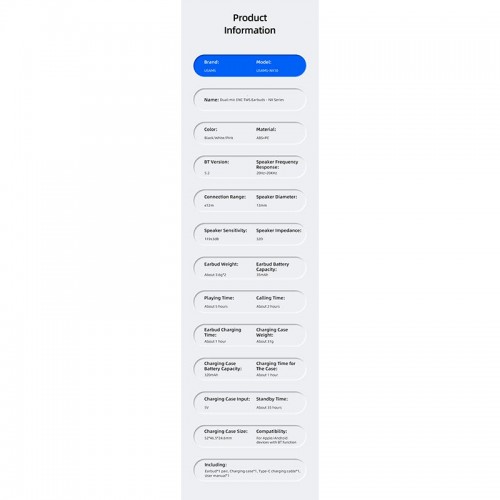 Навушники Bluetooth USAMS TWS NX10 |BT5.2, 35/320mAh, 5h| black