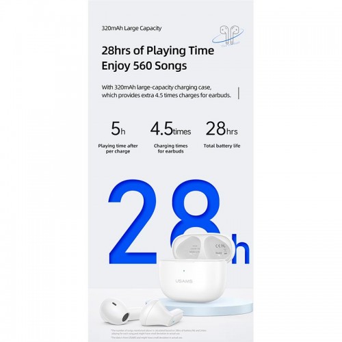 Наушники Bluetooth USAMS TWS NX10 |BT5.2, 35/320mAh, 5h|