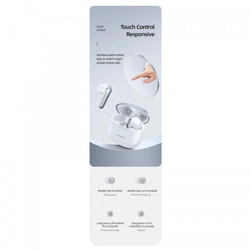 Навушники Bluetooth USAMS TWS Earbuds XH09 |BT5.1, 35/300mAh, 5.5h| white