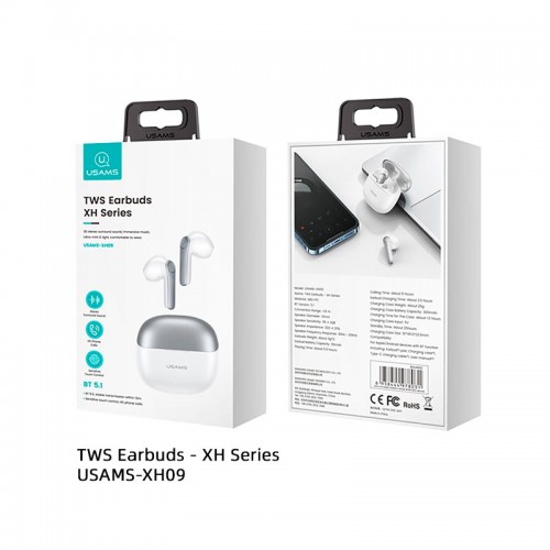 Навушники Bluetooth USAMS TWS Earbuds XH09 |BT5.1, 35/300mAh, 5.5h| pink