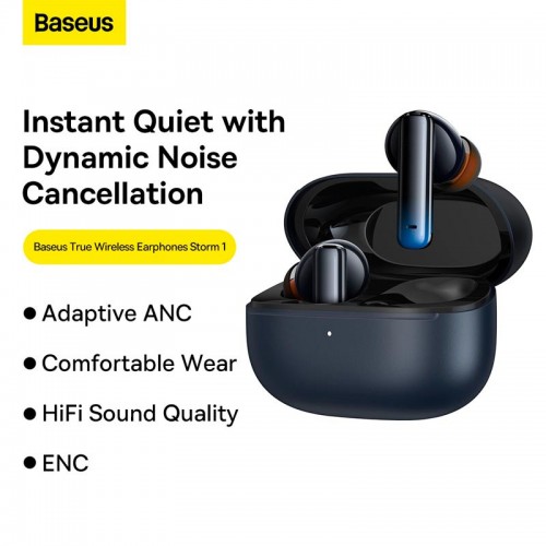 Навушники BASEUS True Wireless Earphones Storm 1 |BT5.2, 50/400mAh, ANC, 5h| (NGTW140201) black