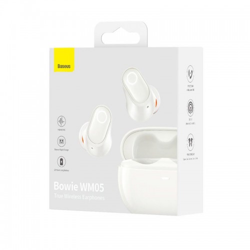 Навушники BASEUS Bowie True Wireless Earphones WM05 |BT5.2, 35/400mAh, ANC, 5h| (NGTW200002) white