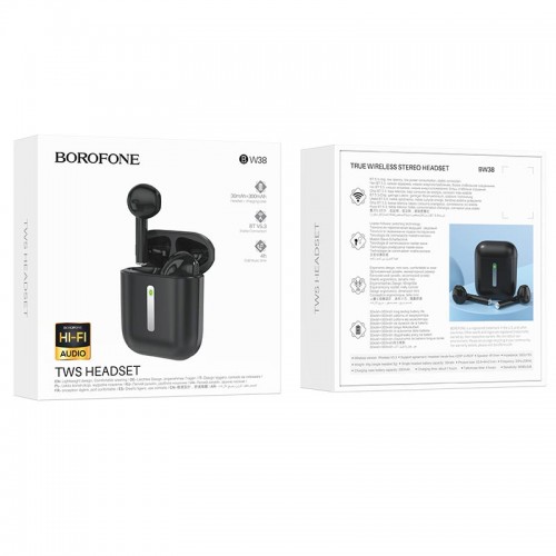 Навушники Borofone Joy true wireless BT headset BW38 |BT5.3, 30/300mAh, 4h| black