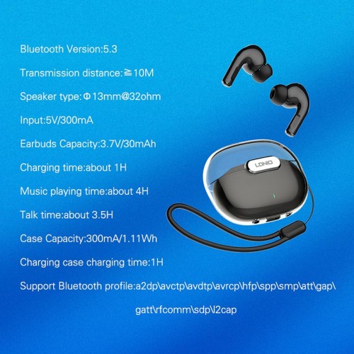 Навушники LDNIO TWS HD Audio BT Earbuds T02 |BT5.3, 30/300mAh, 4h| black