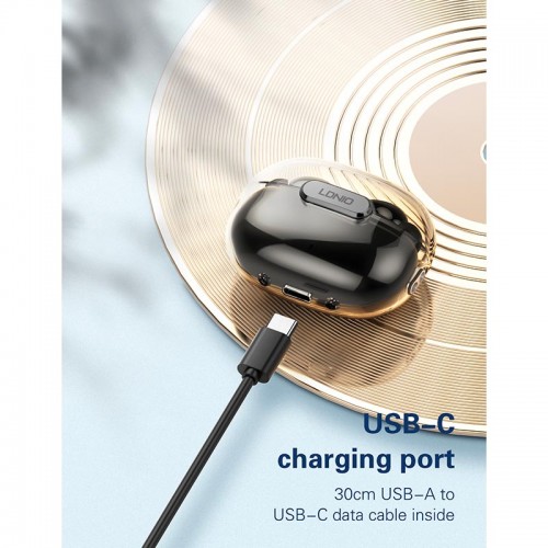 Навушники LDNIO TWS HD Audio BT Earbuds T02 |BT5.3, 30/300mAh, 4h| black