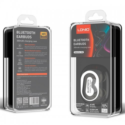 Навушники LDNIO TWS HD Audio BT Earbuds T02 |BT5.3, 30/300mAh, 4h| black