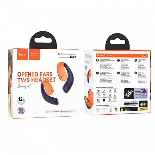 Навушники HOCO EQ4 Graceful true wireless BT headset |BT5.3, 500mAh, 12h| blue