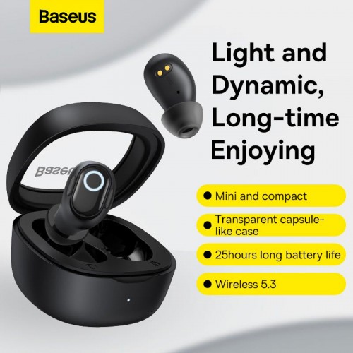 Навушники Baseus Bowie WM02 True Wireless Earphones |BT5.3, 40/300mAh, 5H, Location, OTA| black
