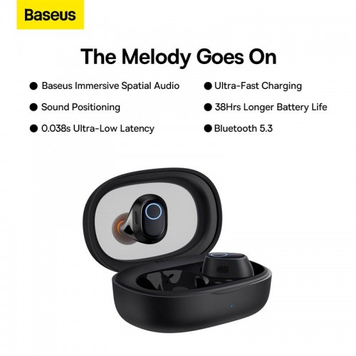 Навушники Baseus Bowie WM03 True Wireless Earphones |BT5.3, 50/500mAh, 8H, Location| black