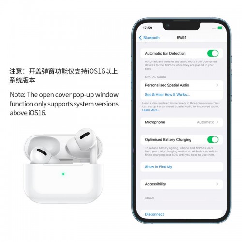Навушники HOCO TWS EW51 |BT5.3, 30/300mAh, ANC, Location, 3.5h| white