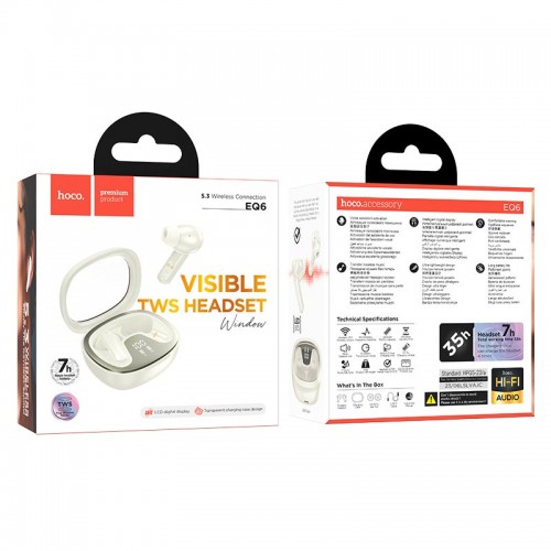 Навушники HOCO Shadow true wireless BT headset EQ6 |BT5.3, 40/320mAh, 7h| black