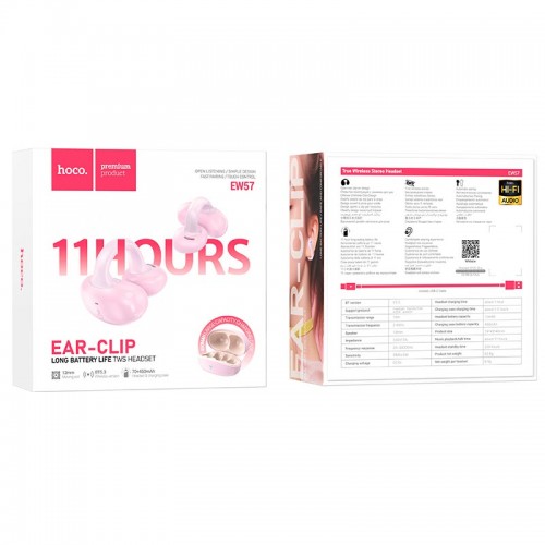 Наушники HOCO Auspicious clip-on true wireless BT headset EW57 |BT5.3, 70/450mAh, 11h|