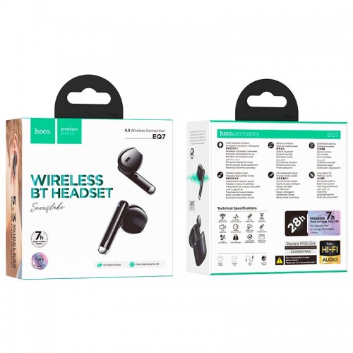 Навушники Hoco Snowflake true wireless BT headset EQ7 |BT5.3, 40/300mAh, 7h| black