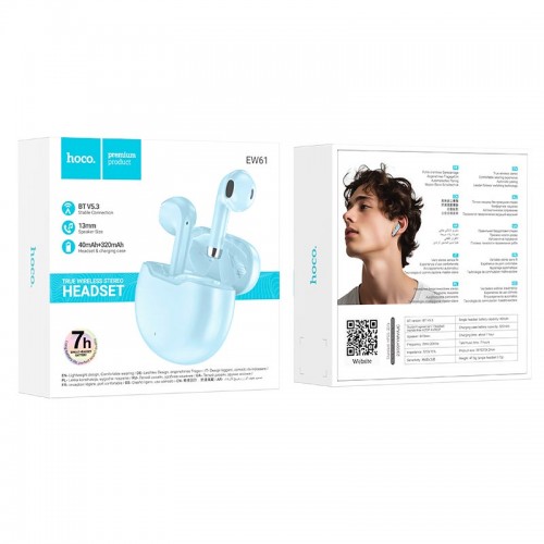 Навушники HOCO June true wireless BT headset EW61 |BT5.3, 40/320mAh, 7h| black