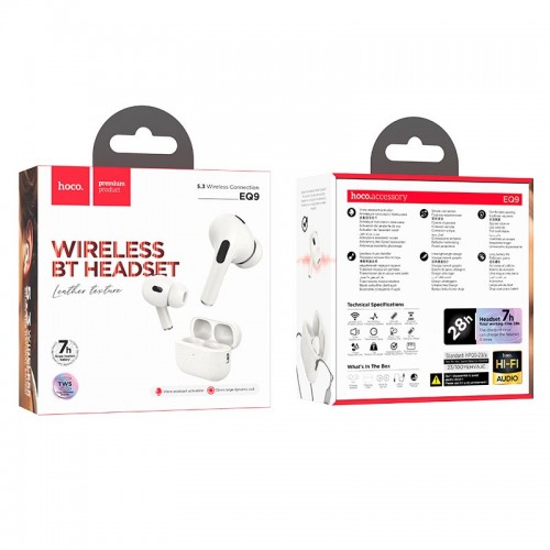 Навушники HOCO Duke true wireless BT headset EQ9 |BT5.3, 7/28h| Milky white