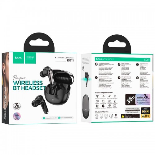 Навушники HOCO Pacifico true wireless BT headset EQ11 |BT5.3, 7/35h| Milky white